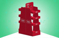 Red POS Cardboard Advertising Menampilkan 2 Sided Four Shelf Large Space Stable