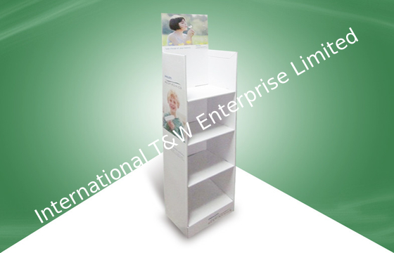 Beli White Four Shelf Cardboard Free Standing Display Unit Offset Printing online manufacture