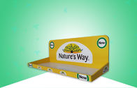 Glossy Yellow Cardboard Trays / PDQ Display Mempromosikan Produk Obat &amp;amp; Kesehatan dengan Desain Ringan