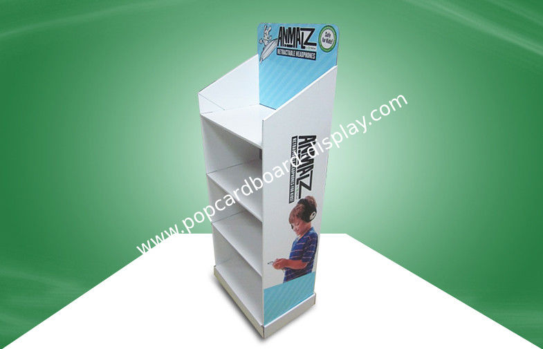Empat-rak Display Karton POP Ramah Lingkungan Dengan Kartu Header Yang Berbeda Untuk Menjual Produk Earbuz Untuk Wal-mart