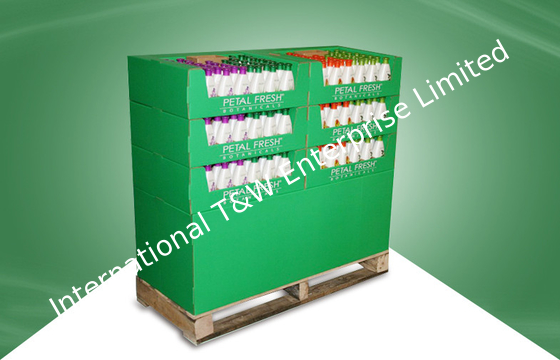 Tampilan Pallet Kaca Hijau untuk Produk Perawatan Kulit dengan 6 Baki
