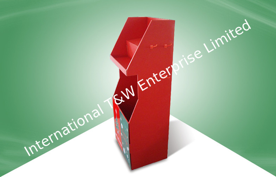 Harga yang bagus Red Free Standing Display Unit Cardboard Floor Display with Hooks for Christmas Gifts on line