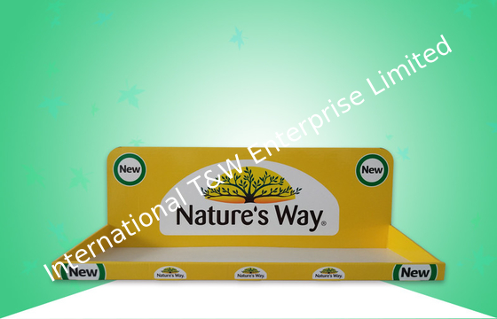Glossy Yellow Cardboard Trays / PDQ Display Mempromosikan Produk Obat & Kesehatan dengan Desain Ringan