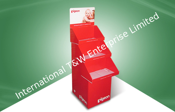 Harga yang bagus Daur Ulang Tiga Tray Lantai Karton Tampilan Stand Dengan Seruling Lapisan Putih B on line