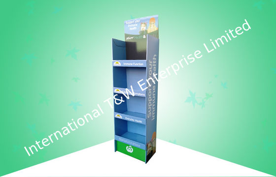 Harga yang bagus Medicine Cardboard Pos Menampilkan Desain Berdiri yang Kuat. Selesai Mengkilap Dengan 4 Rak on line