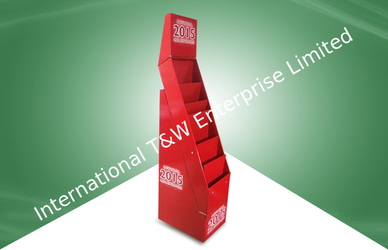 Harga yang bagus Books / Brochure / Magazine Pop Cardboard Display Stand In Red Color on line