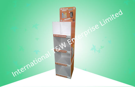 Harga yang bagus Karton POS Shelf 4 Shelf Menampilkan Stand yang Mempromosikan Minuman dengan Desain Pemenuhan on line