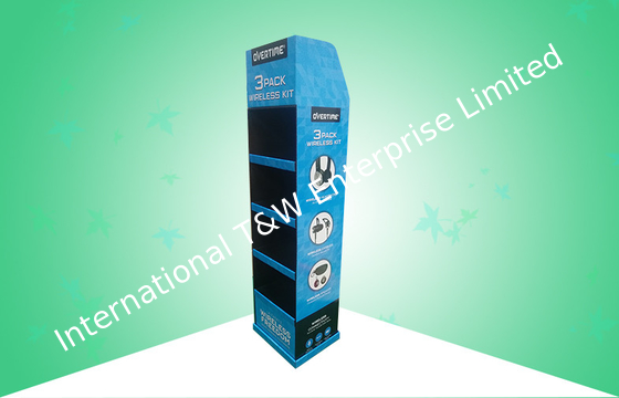 Harga yang bagus Tampilan Pop Up Karton Yang Kuat Berdiri Kustom 4 Rak Untuk Mempromosikan Earphone on line