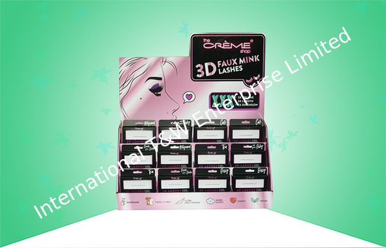 Harga yang bagus Meja Karton Tiga Tingkat Menampilkan Lapisan Mengkilap Untuk Menjual Bulu Mata Palsu on line