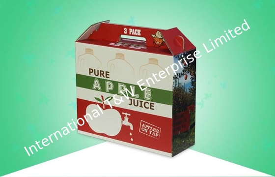 Harga yang bagus Kustom Kemasan Kotak Kertas Bergelombang Wadah Jus Apple Dengan Pegangan Yang Kuat on line