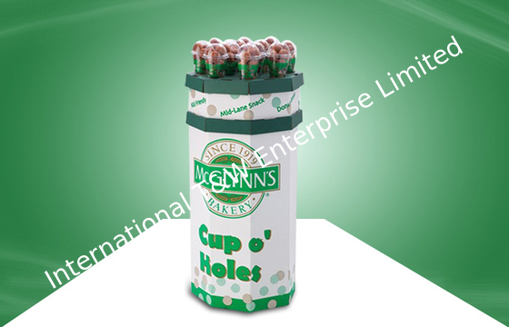 Harga yang bagus 8 Faces  Recyclable Corrugated Cardboard Dump Bins Glossy / Matt PP Lamination For Cup Snacks on line