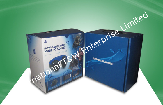 Harga yang bagus Blue Strong Corrugated  Paper Packaging Boxes With Plastic Handle For Ear - phone on line